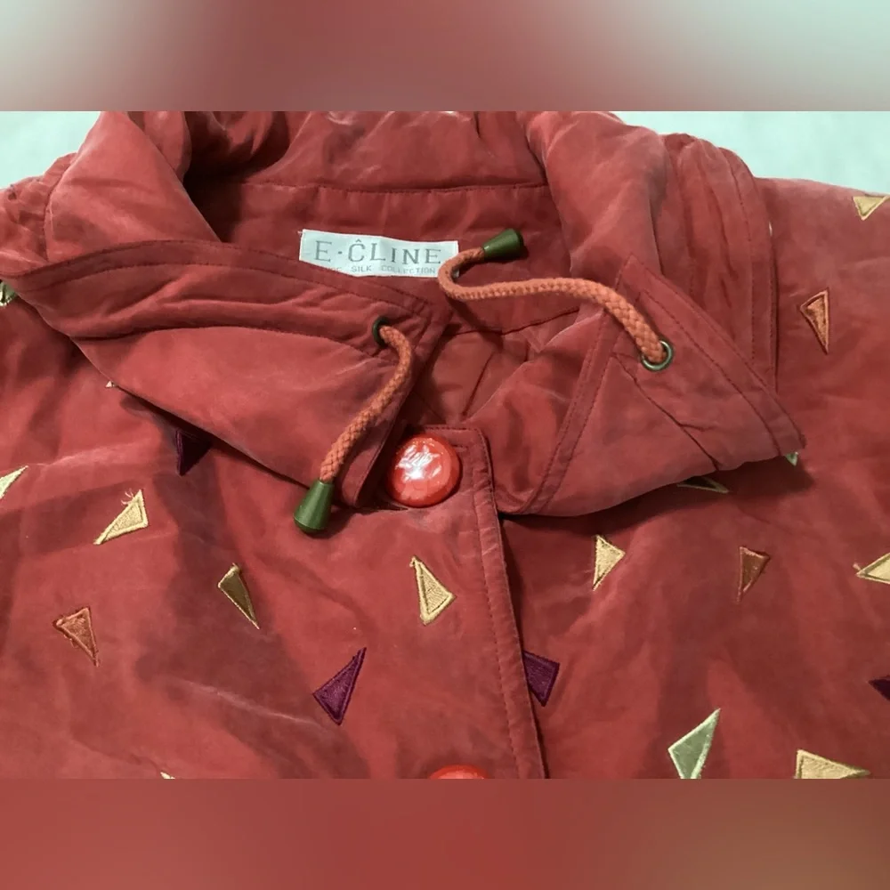 vintage Red silk jacket - Picture 5 of 9